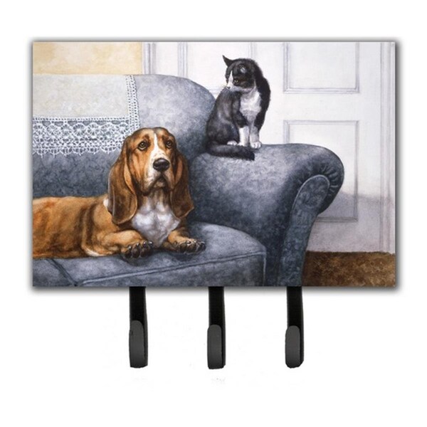 Jensendistributionservices Basset Hound & Cat on Couch Leash or Key Holder - MI1657685