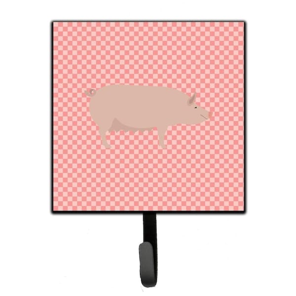 Jensendistributionservices English Large White Pig Pink Check Leash or Key Holder - MI1655964