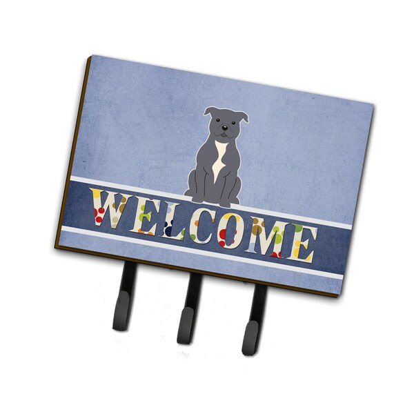 Carolines Treasures Staffordshire Bull Terrier Blue Welcome Leash or Key Holder - BB5627TH68