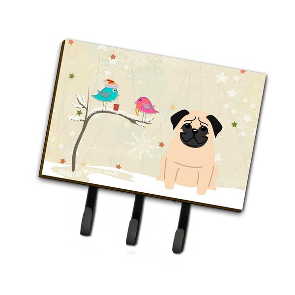 Carolines Treasures Christmas Presents Between Friends Pug Fawn Leash or Key Holder - BB2480TH68