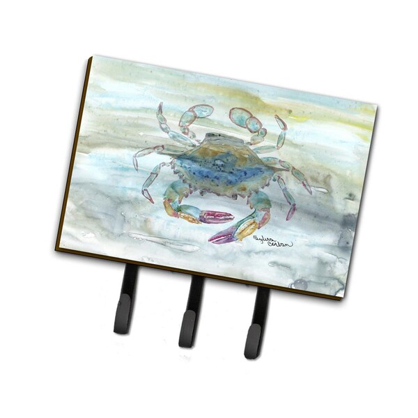 Carolines Treasures 6 x 2 x 9 in. Female Blue Crab Watercolor Leash or Key Holder - SC2005TH68