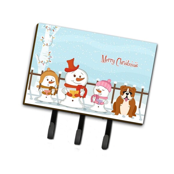 Jensendistributionservices Merry Christmas Carolers English Bulldog Red & White Leash or Key Holder - MI2087054