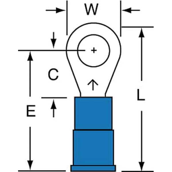 Terminal de anillo de vinilo de 16-14 AWG #10 Stud, paquete de 1000 - MVU14-10RK