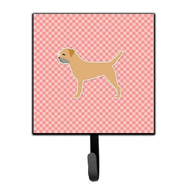 Carolines Treasures Border Terrier Checkerboard Pink Leash or Key Holder - BB3589SH4