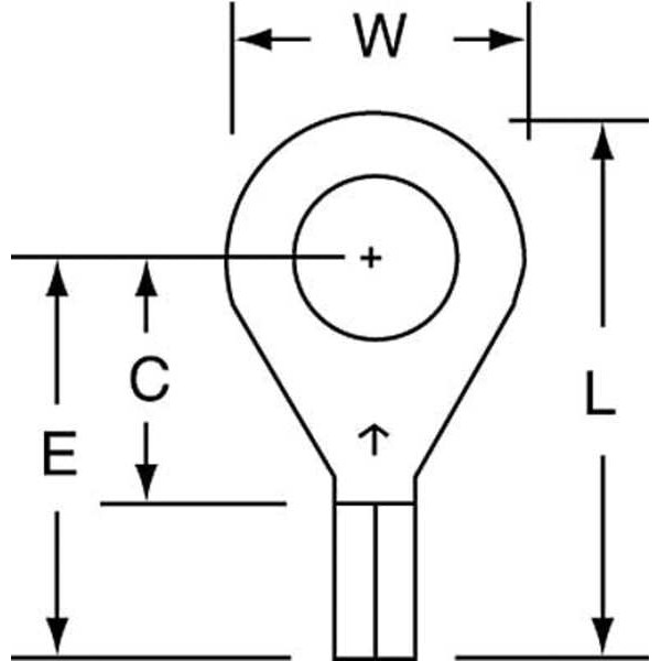 Terminal de anillo sin aislar de calibre 22-18 AWG de 1/4" de perno, paquete de 1000 unidades - MU18-14R/SK