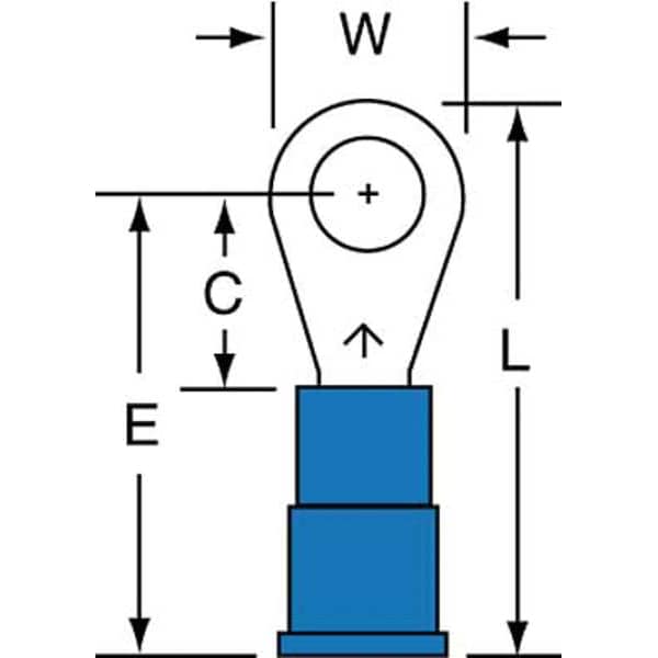Terminal de anillo de vinilo de 16-14 AWG, calibre #10, paquete de 1000 unidades - MV14-10RK
