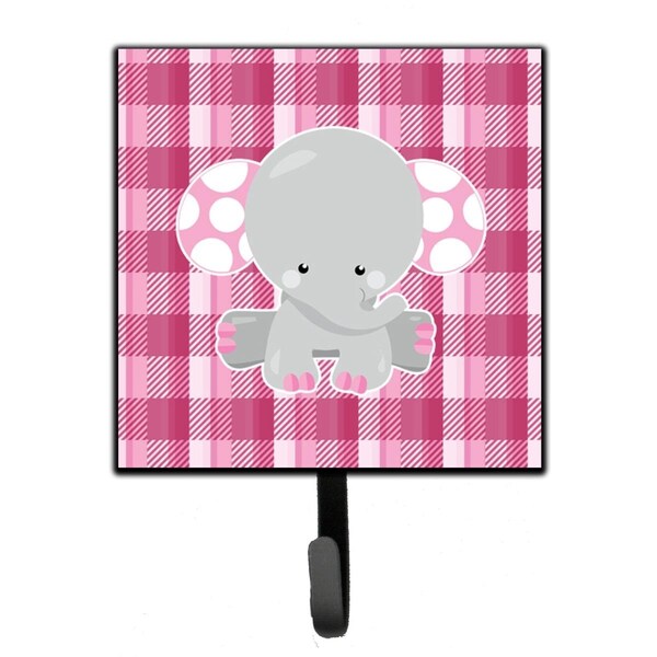 Carolines Treasures Elephant Pink Gingham Leash or Key Holder - BB6952SH4