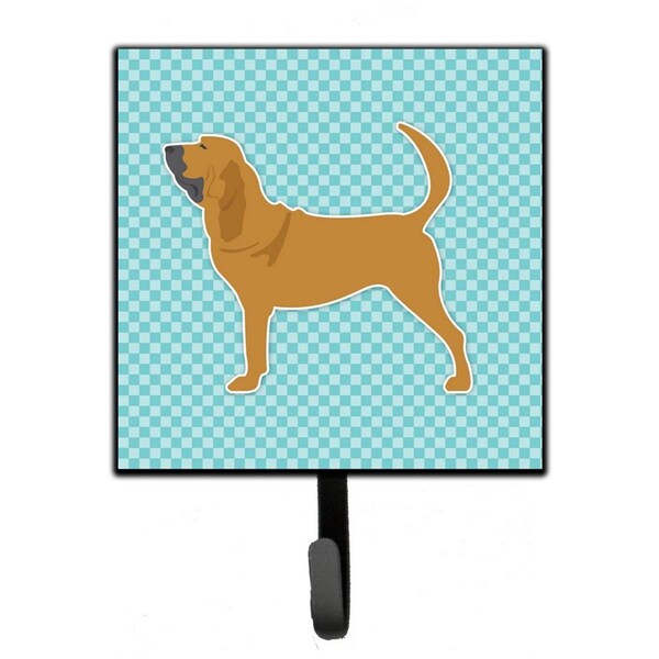 Carolines Treasures Bloodhound Checkerboard Blue Leash or Key Holder - BB3684SH4