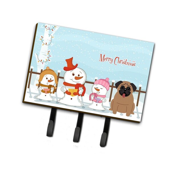 Carolines Treasures Merry Christmas Carolers Pug Brown Leash or Key Holder - BB2336TH68