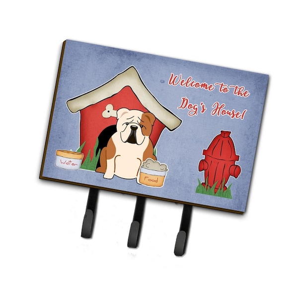 Micasa Dog House Collection English Bulldog Fawn White Leash or Key Holder - MI226349