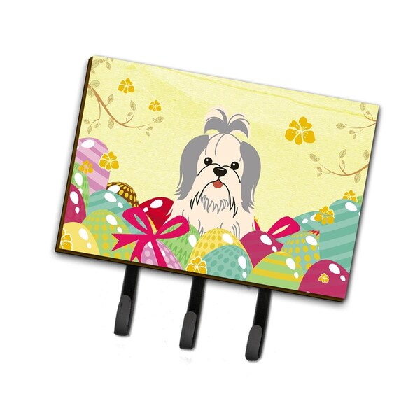 Jensendistributionservices Easter Eggs Shih Tzu Silver & White Leash or Key Holder - MI1711453