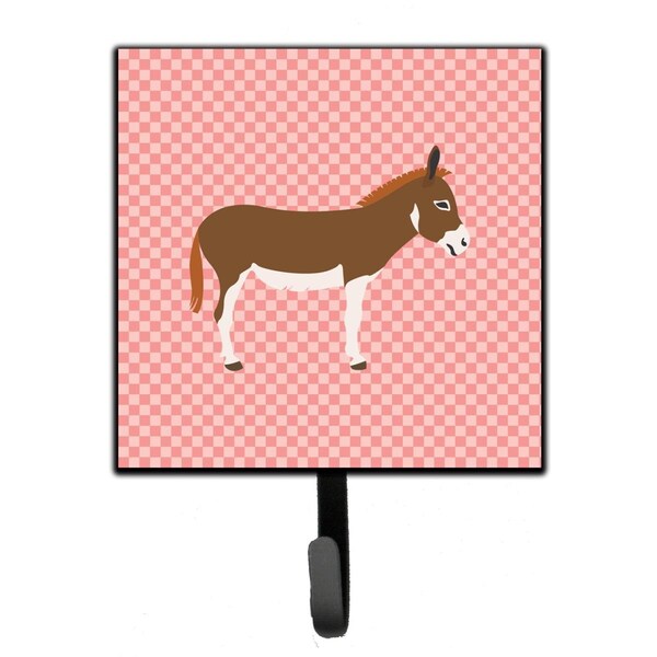 Carolines Treasures Miniature Mediterranian Donkey Pink Check Leash or Key Holder - BB7847SH4