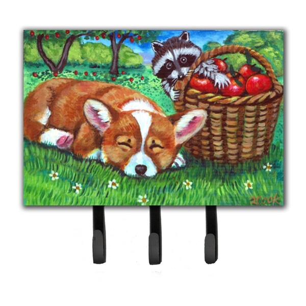 Jensendistributionservices Corgi With the Racoon Apple Thief Leash or Key Holder - MI1716549