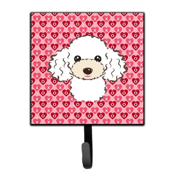 Carolines Treasures White Poodle Hearts Leash or Key Holder - BB5327SH4