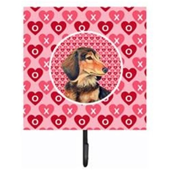 Jensendistributionservices 4.25 x 7 in. Dachshund Valentines Love and Hearts Leash Or Key Holder - MI1655556