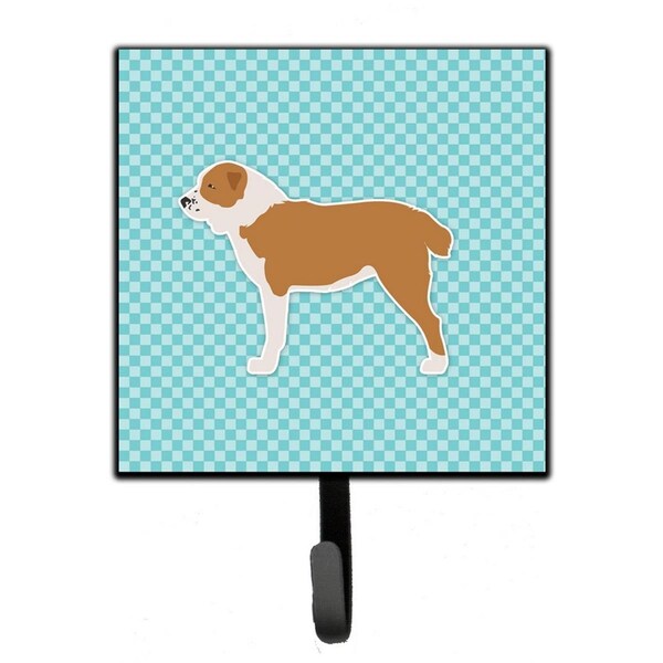 Jensendistributionservices Central Asian Shepherd Dog Checkerboard Blue Leash or Key Holder - MI1711109