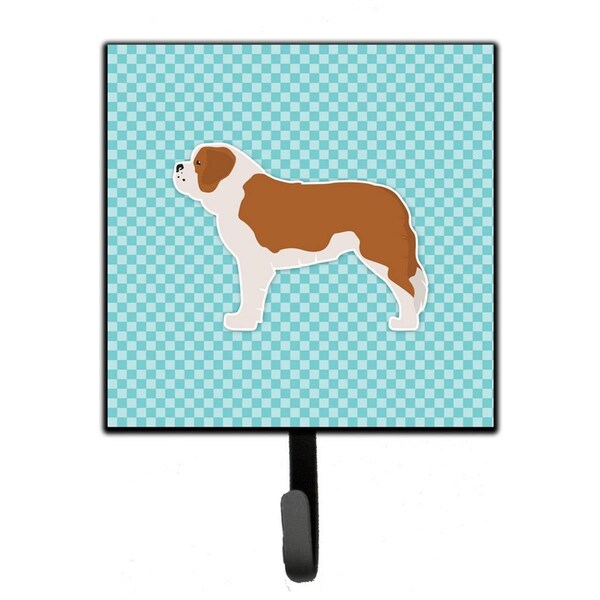 Carolines Treasures Saint Bernard Checkerboard Blue Leash or Key Holder - BB3776SH4