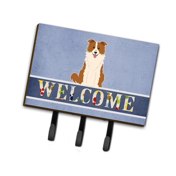 Carolines Treasures Border Collie Red White Welcome Leash or Key Holder - BB5700TH68
