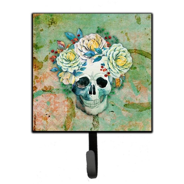 Jensendistributionservices Day of the Dead Skull with Flowers Leash or Key Holder - MI1710795