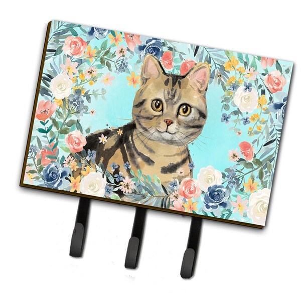 Jensendistributionservices American Shorthair Brown Tabby Spring Flowers Leash or Key Holder - MI1709230