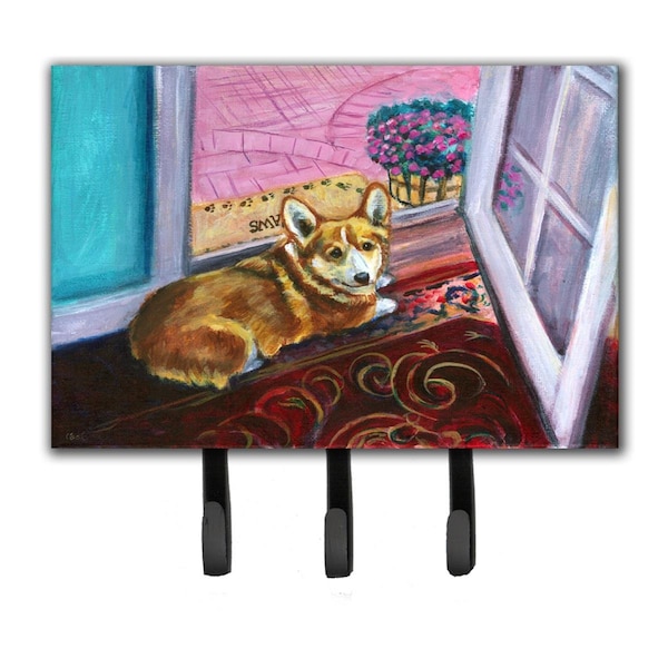 Carolines Treasures Corgi Watching From the Door Leash or Key Holder - 7410TH68