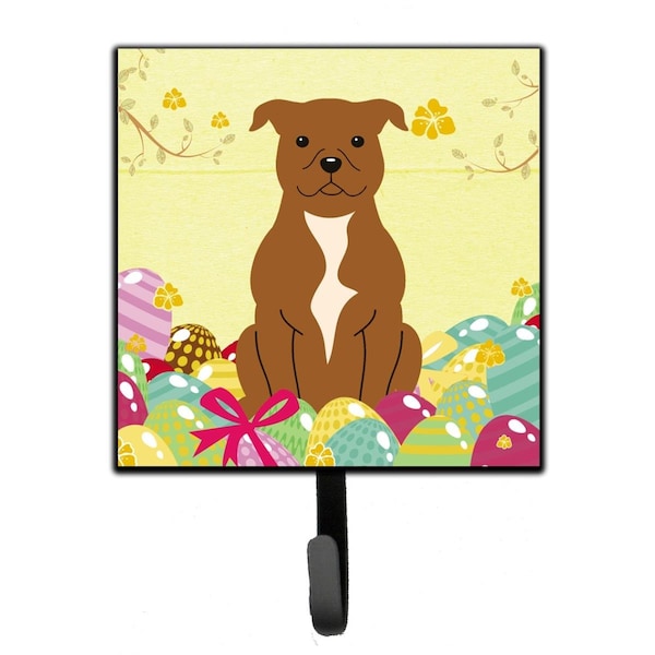Carolines Treasures Easter Eggs Staffordshire Bull Terrier Brown Leash or Key Holder - BB6047SH4