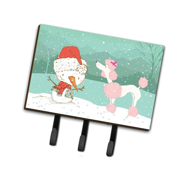 Carolines Treasures Pink Poodle Snowman Christmas Leash or Key Holder - CK2066TH68