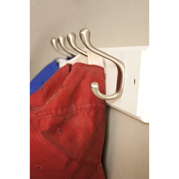 Onward 1 1316inch 46 mm and 3 38inch 86 mm Utility Metal Hook and Coat Hook Set, White Finish 6pc - 60601WR
