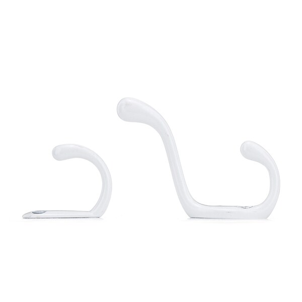 Onward 1 1316inch 46 mm and 3 38inch 86 mm Utility Metal Hook and Coat Hook Set, White Finish 6pc - 60601WR