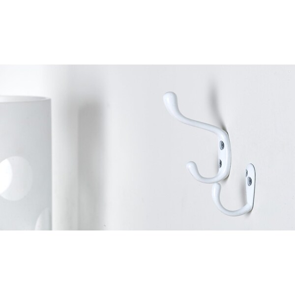 Onward 1 1316inch 46 mm and 3 38inch 86 mm Utility Metal Hook and Coat Hook Set, White Finish 6pc - 60601WR