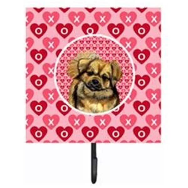 Jensendistributionservices 4.25 x 7 in. Tibetan Spaniel Valentines Love and Hearts Leash Or Key Holder - MI1712392