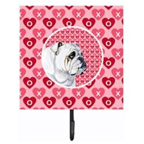 Jensendistributionservices 4.25 x 7 in. Bulldog English Valentines Love and Hearts Leash Or Key Holder - MI2101758
