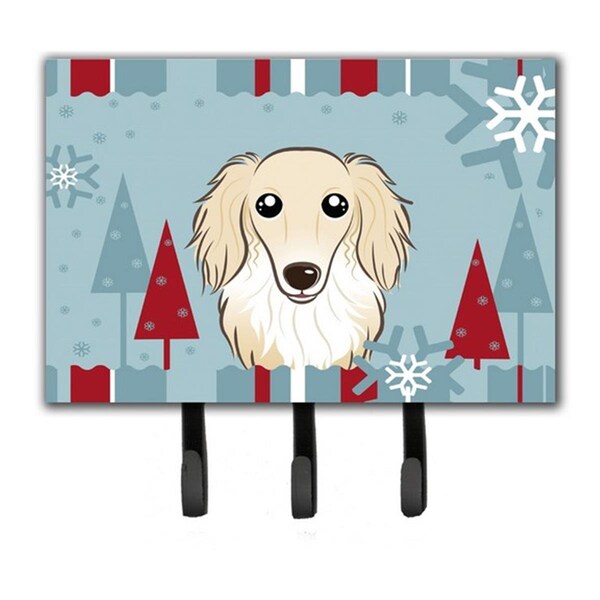 Jensendistributionservices Winter Holiday Longhair Creme Dachshund Leash & Key Holder - MI1660953