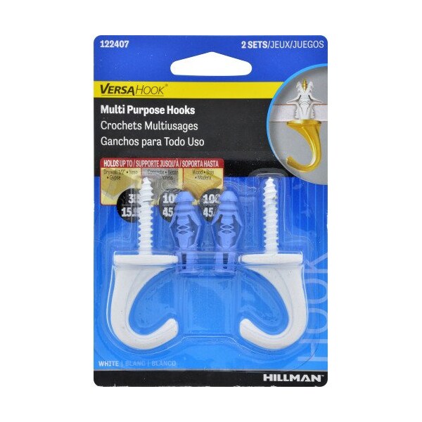 Hillman HILLMAN White Brass 5.7 in. L Hook 2 pk - 122407