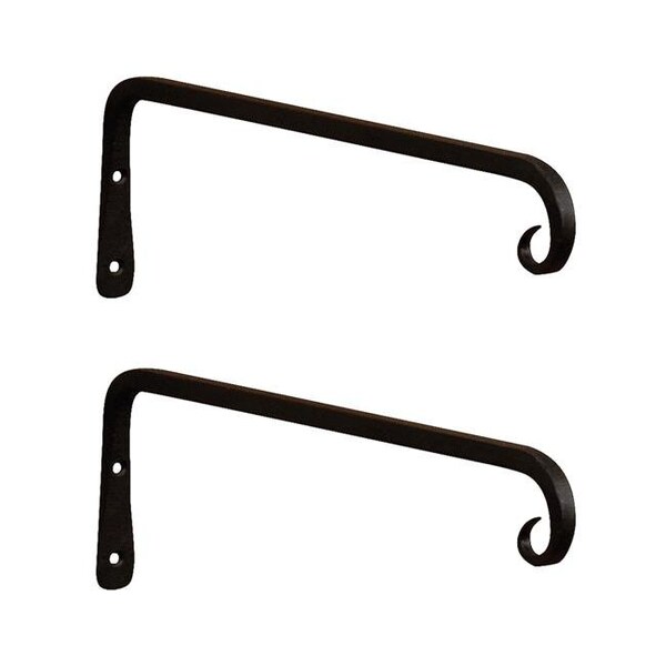 Achla Designs ACHLA Designs TSH-12-2 12 in. Straight Downcurled Bracket; Black - Pack of 2 - TSH-12-2