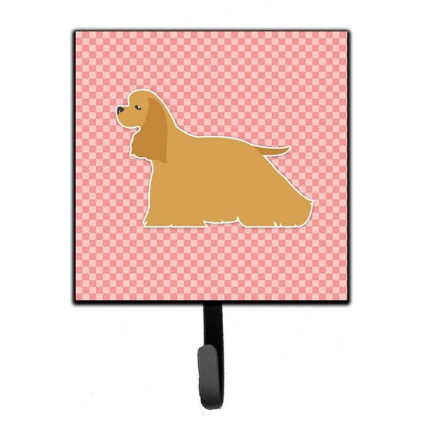 Carolines Treasures Cocker Spaniel Checkerboard Pink Leash or Key Holder - BB3586SH4