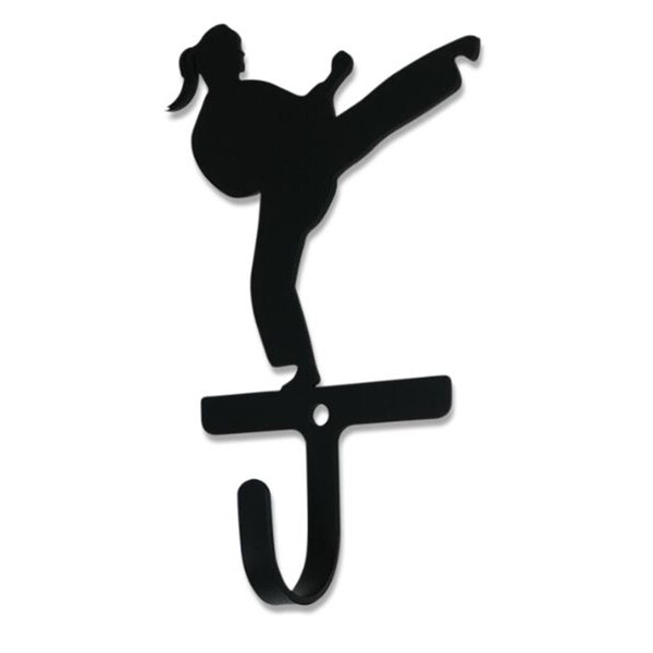 Village Wrought Iron Karate Woman & Girl Wall Hook - Small - WH-376-S