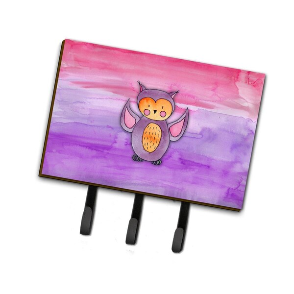 Carolines Treasures Pink & Purple Owl Watercolor Leash or Key Holder - BB7428TH68