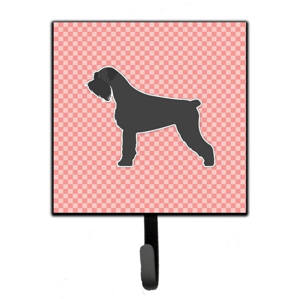 Carolines Treasures Giant Schnauzer Checkerboard Pink Leash or Key Holder - BB3673SH4