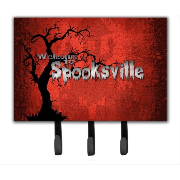 Carolines Treasures 6 x 9 In. Welcome to Spooksville Halloween Leash or Key Holder - SB3008TH68