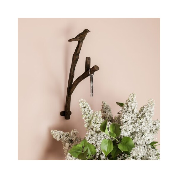 Hastings Home Decorative Bird on Tree Branch Cast Iron Wall Mount Hooks for Coats, Towels, Hats, Scarves, Jewelry - 758527MTM