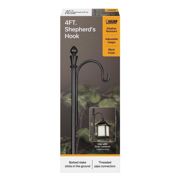 Feit Electric Feit SOLAR FIXTURES Black Metal 48 in. H Shepherd's Hook 1 pk - HOOK/48/1/BLK