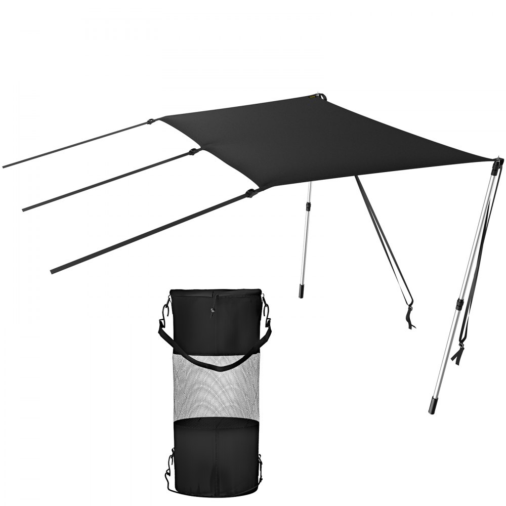 VEVOR T-Top Sun Shade Kit 4' x 5', UV-Proof 600D Polyester T-top Extension Kit with Rustproof Steel Telescopic Poles, Waterproof T-Top Shade Kit, Easy to Assemble for T-Tops ＆ Bimini Top - DBKZZYTJYCB457H64V0