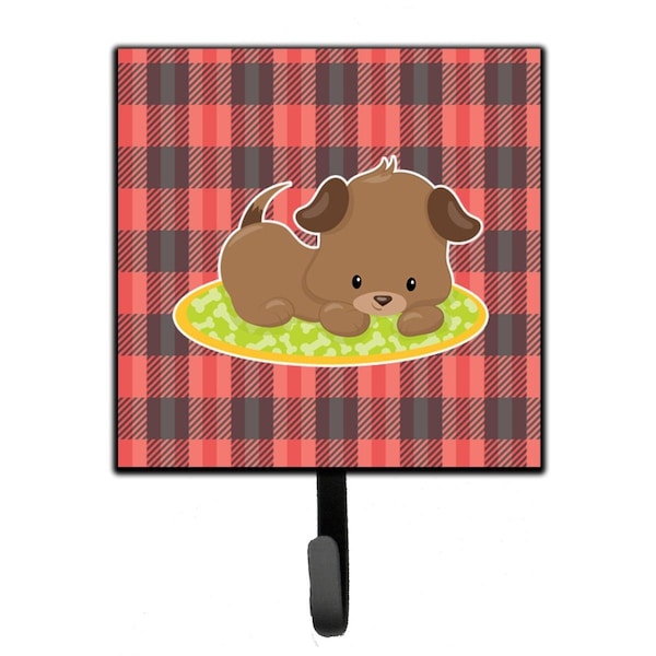 Carolines Treasures Puppy on Black Red Gingham Leash or Key Holder - BB7072SH4