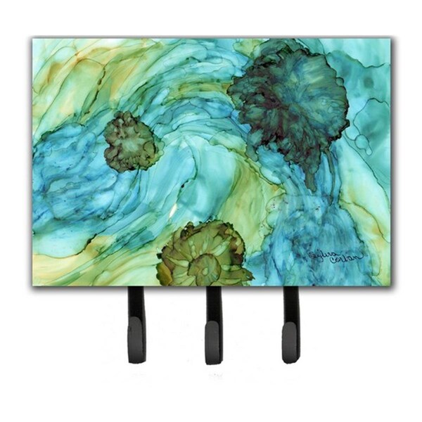 Jensendistributionservices Abstract In Teal Flowers Leash & Key Holder - MI1718544