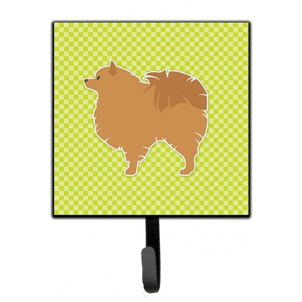 Carolines Treasures Pomeranian Checkerboard Green Leash or Key Holder - BB3842SH4