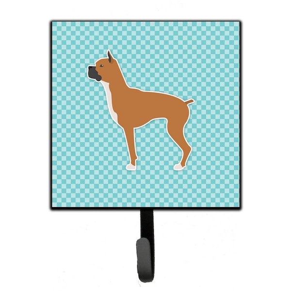 Carolines Treasures Boxer Checkerboard Blue Leash or Key Holder - BB3753SH4