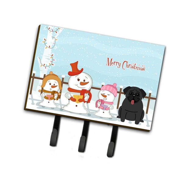 Carolines Treasures Merry Christmas Carolers Pug Black Leash or Key Holder - BB2337TH68