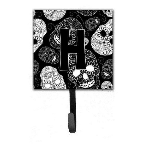 Jensendistributionservices Letter H Day Of The Dead Skulls Black Leash & Key Holder - MI1718523
