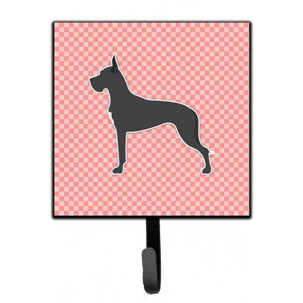 Carolines Treasures Great Dane Checkerboard Pink Leash or Key Holder - BB3675SH4